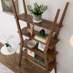 Mid-Century Natural Wood Bookcase With Open Tier Storage For Living Room