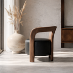 Modern Accent Chair With Natural Wood Frame And Leather Upholstered Seat For Living Room