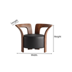 Modern Accent Chair With Natural Wood Frame And Leather Upholstered Seat For Living Room