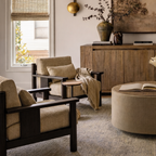 Modern Accent Chair With Wood Frame And Upholstered Cushion For Living Room