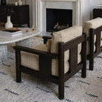 Modern Accent Chair With Wood Frame And Upholstered Cushion For Living Room
