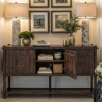 Modern Natural Wood Cabinet With Open Lower Shelf For Living Room