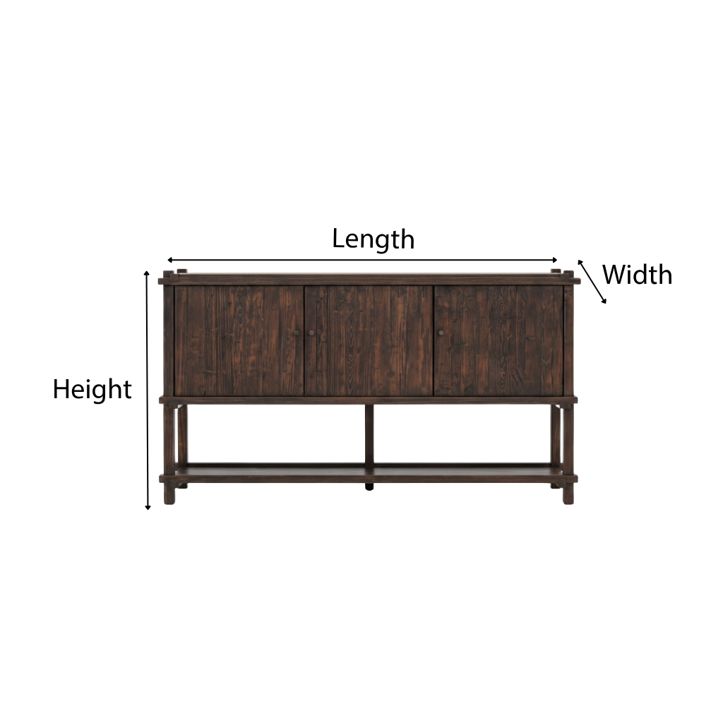 Modern Natural Wood Cabinet With Open Lower Shelf For Living Room
