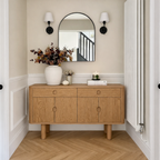 Modern Natural Wood Cabinet With Rounded Corners And Drawer Storage For Living Room