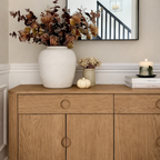 Modern Natural Wood Cabinet With Rounded Corners And Drawer Storage For Living Room
