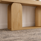 Modern Natural Wood Console Table With Arch-Shaped Base And Open Shelf For Living Room