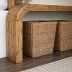 Modern Natural Wood Console Table With Arched Base And Open Storage For Living Room