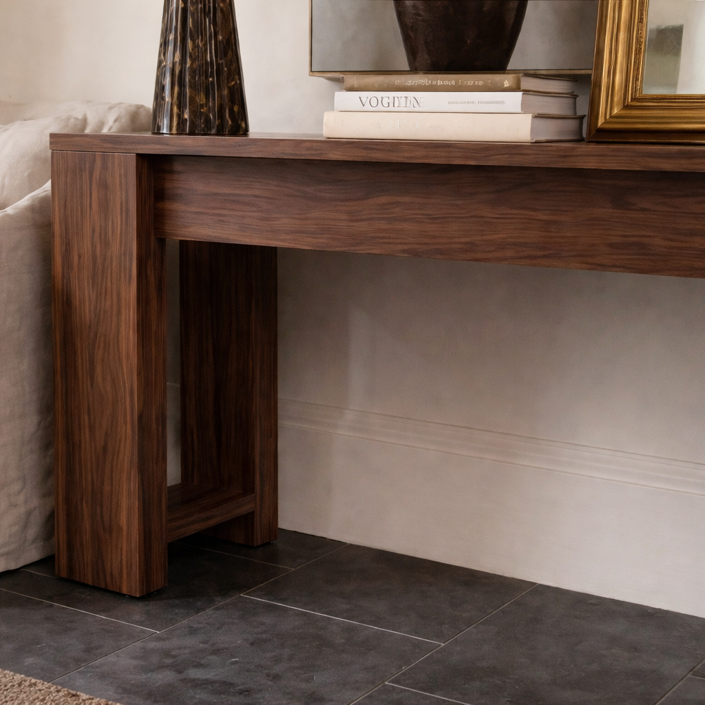Modern Natural Wood Console Table With Clean Lines And Spacious Surface For Living Room