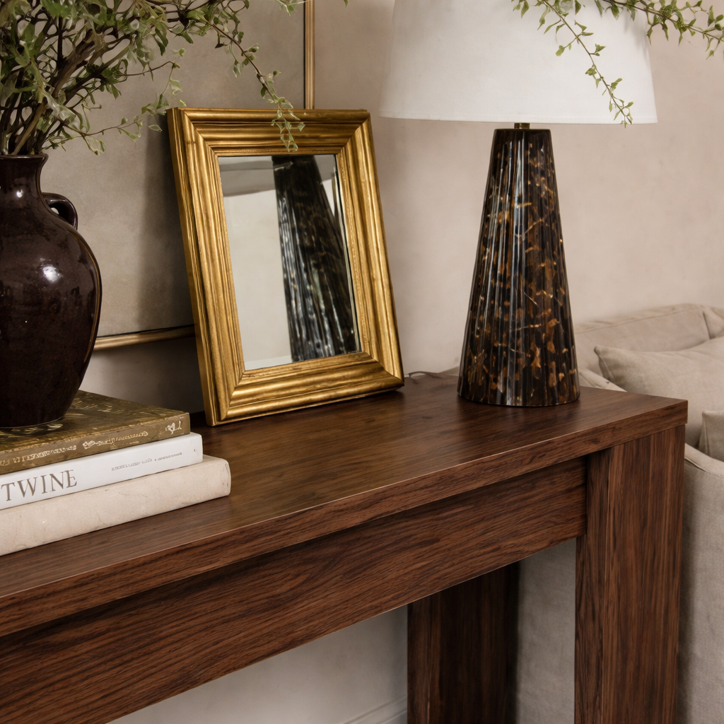 Modern Natural Wood Console Table With Clean Lines And Spacious Surface For Living Room