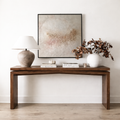 Modern Natural Wood Console Table With Clean Rectangular Top And Frame Base For Living Room