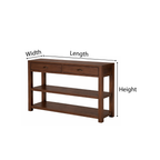 Modern Natural Wood Console Table With Drawers And Open Shelf For Living Room