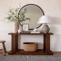 Modern Natural Wood Console Table With Open Shelf And Minimalist Design For Living Room