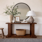 Modern Natural Wood Console Table With Open Shelf And Minimalist Design For Living Room