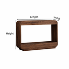 Modern Natural Wood Console Table With Rounded Edges And Open Shelf For Living Room