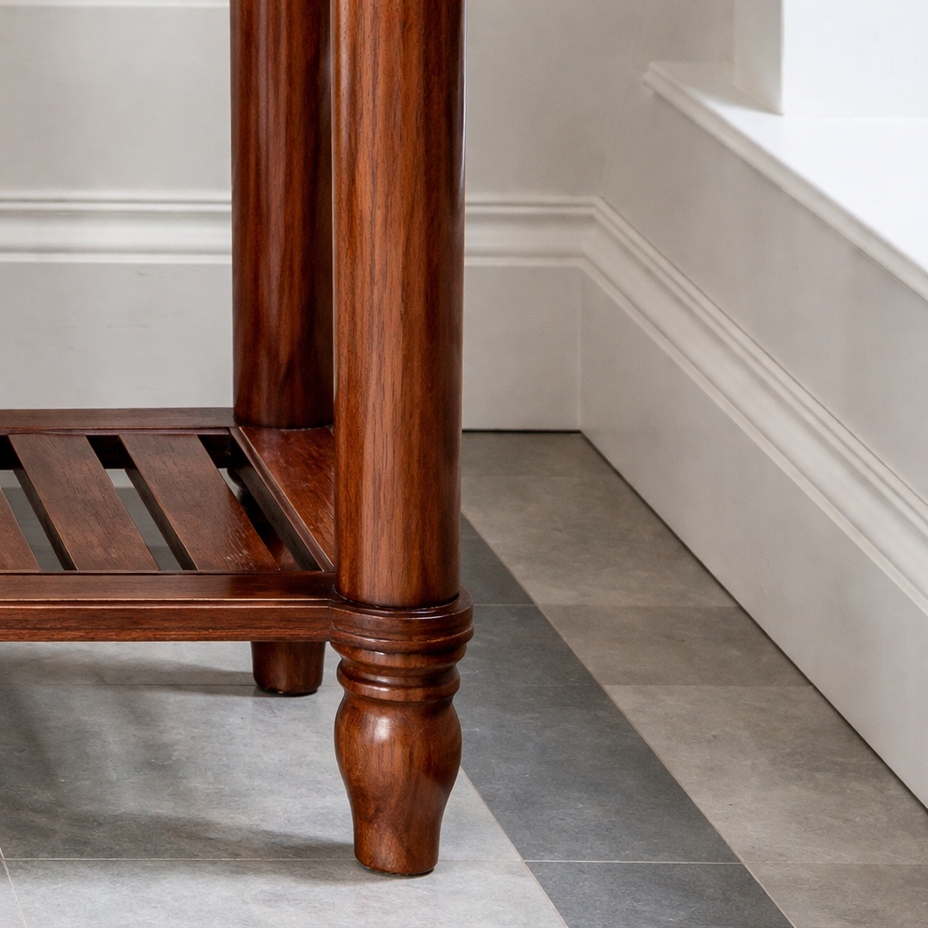 Modern Natural Wood Console Table With Scalloped Edges For Living Room