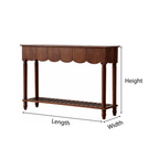 Modern Natural Wood Console Table With Scalloped Edges For Living Room