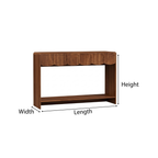 Modern Natural Wood Console Table With Scalloped Front And Storage Shelf For Living Room