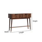 Modern Natural Wood Console Table With Textured Front And Open Shelf For Living Room