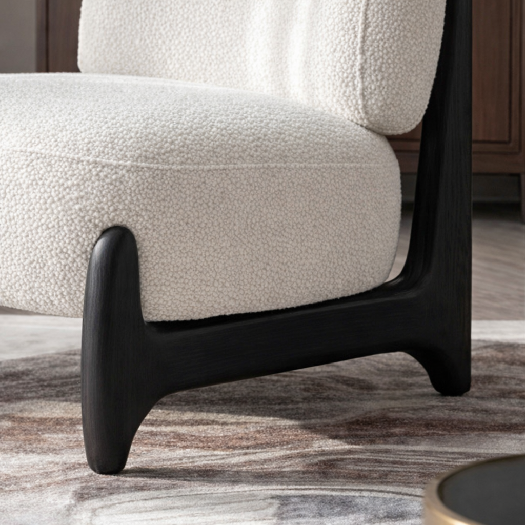 Modern Upholstered Accent Chair With Dark Wood Frame For Living Room