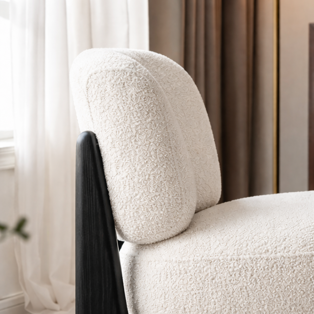 Modern Upholstered Accent Chair With Dark Wood Frame For Living Room