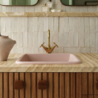 Modern Wooden Bathroom Vanity With Faux Wood Stone Top And Side Drawer Storage For Bathroom