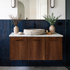 Scandinavian Wooden Bathroom Vanity With Faux Stone Top For Bathroom
